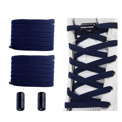 Alegrianan No Tie Shoelaces, Elastic Shoelaces for Adults/KidsElastic No Tie Shoe Laces Navy Blue