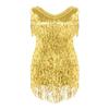 TSSOE Womens V Neck Sequins Tassel Latin Dance Dress 1920s Fringe Flapper Costume Gold X-Large view 2