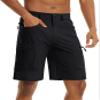 TACVASEN Mens Shorts Casual 10 Inch Inseam Cargo Hiking Quick Dry Lightweight Stretch Golf Black Shorts with Zipper Pockets Outdoor Summer view 2