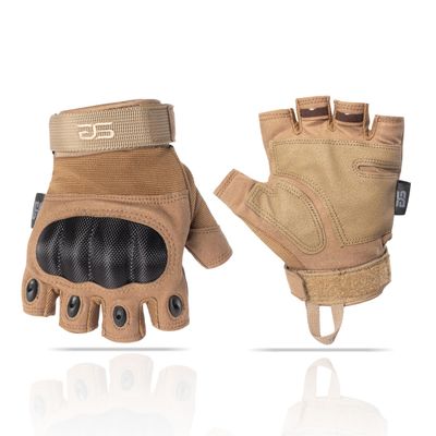 Glove Station- Fingerless Knuckle Tactical Gloves for Men - Motorcycle Gloves for Tactical Shooting, Airsoft, Hunting, Police Work and Hiking - Tan/X-Large