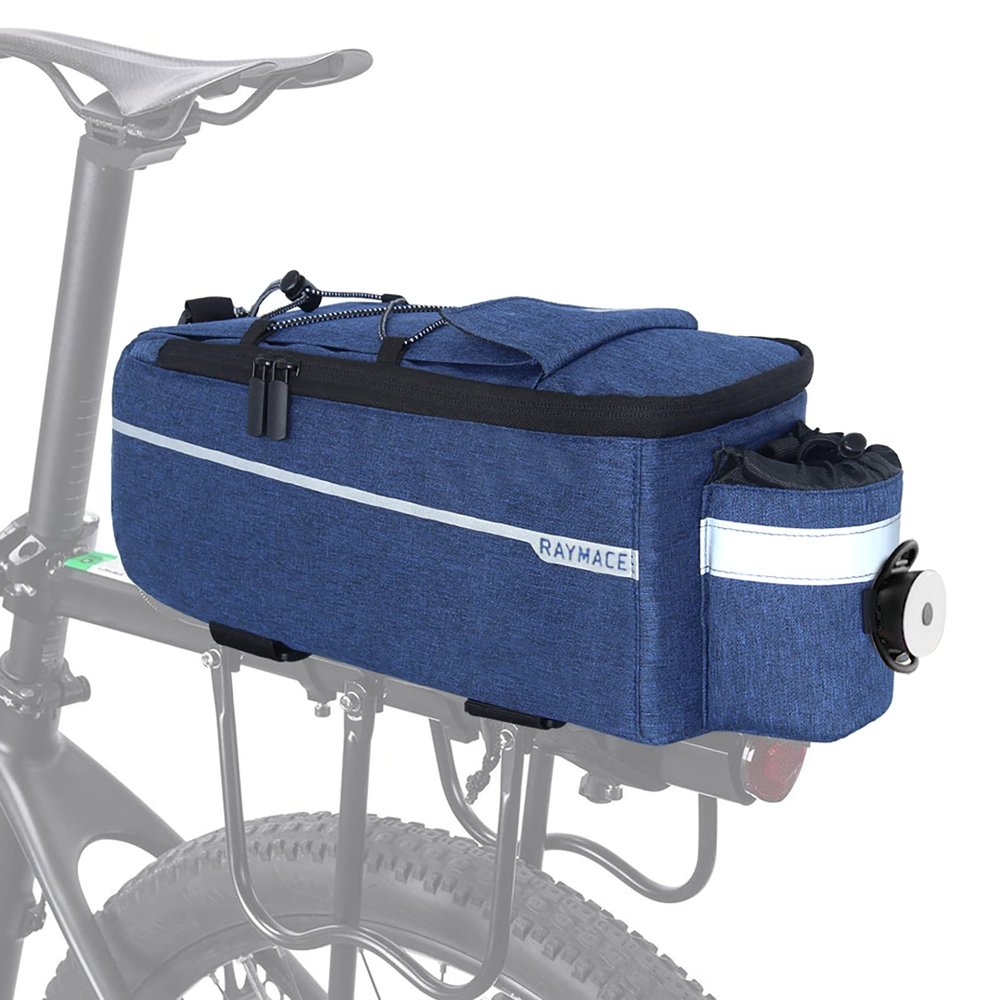 RAYMACE Bike Trunk Cooler Bag With Tail Light,Bicycle Rear Rack Bag Insulated Storage 8L,Pannier Bag (Navy)