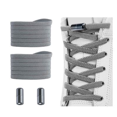 Alegrianan No Tie Shoelaces, Elastic Shoelaces for Adults/KidsElastic No Tie Shoe Laces Grey