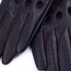 Riparo Men's Vegan Leather Full-Finger Driving Touchscreen Gloves (X-Small, Black/Red Thread) view 4