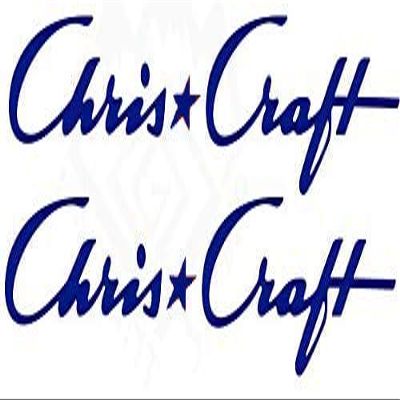 Imagnt Studio Marine Graphics Set of 2 Boat Hull Vinyl Decals for Chris Craft Boat Restoration Stickers, Size 42 inches, All Blue Color