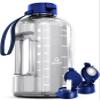AQUAFIT 1 Gallon Water Bottle with Time Marker - Straw & Chug Lid - BPA Free Gym Water Bottle with Straw - Big Gallon Jug (Clarity, 128 oz - 2 Lids) view 1