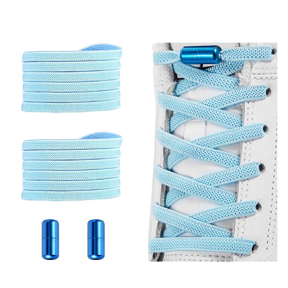 Alegrianan No Tie Shoelaces, Elastic Shoelaces for Adults/KidsElastic No Tie Shoe Laces Baby Blue