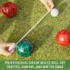 Pointyard Bocce Ball Set 90mm Regulation Size - 8 Premium Resin Balls with Pallino, Carrying Bag, Measuring Tape - Outdoor Lawn Game for Adults, Seniors, Family - Backyard Beach Park Yard Game view 3