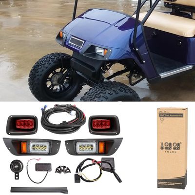 10L0L Upgrade Golf Cart Light Kit for EZGO TXT, Headlight Taillight Kit with Low/High Beam, Turn Signal Switch Horn Button, Blinker & Brake Light Switch Pad, Daytime Running Lamp