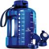 AQUAFIT 1 Gallon Water Bottle with Time Marker - Straw & Chug Lid - BPA Free Gym Water Bottle with Straw - Big Gallon Jug (Blue, 128 oz - 2 Lids) view 1