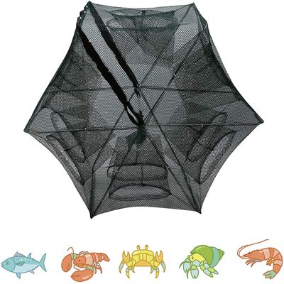 GOTOTOP 6 Holes Fishing Net Automatic Fish Traps Shrimp Cage Nylon Foldable Crab Cast Traps for Catching Smelt Eels Crab Lobster Fish Shrimp and Crawfish