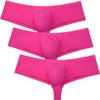 OROCOJUCO 3-Pack Men's Brazilain Bikini Brief Underwear Exotic Booty Short Half Cover Back Boxers Pink XL view 1