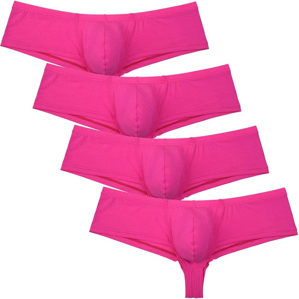 OROCOJUCO 4PCS Men's Brazilain Bikini Brief Underwear Exotic Booty Short Half Cover Back Boxers Pink XL