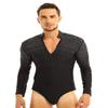 LiiYii Men's Ballroom Dance Leotard Long Sleeve Rhinestones Shirts Tops Latin Tango Rumba Jumpsuit Black XX-Large view 1