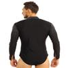 LiiYii Men's Ballroom Dance Leotard Long Sleeve Rhinestones Shirts Tops Latin Tango Rumba Jumpsuit Black XX-Large view 2