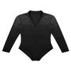 LiiYii Men's Ballroom Dance Leotard Long Sleeve Rhinestones Shirts Tops Latin Tango Rumba Jumpsuit Black XX-Large view 3