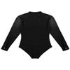 LiiYii Men's Ballroom Dance Leotard Long Sleeve Rhinestones Shirts Tops Latin Tango Rumba Jumpsuit Black XX-Large view 4