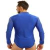 LiiYii Men's Ballroom Dance Leotard Long Sleeve Rhinestones Shirts Tops Latin Tango Rumba Jumpsuit Royal&Blue XX-Large view 2