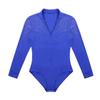 LiiYii Men's Ballroom Dance Leotard Long Sleeve Rhinestones Shirts Tops Latin Tango Rumba Jumpsuit Royal&Blue XX-Large view 3