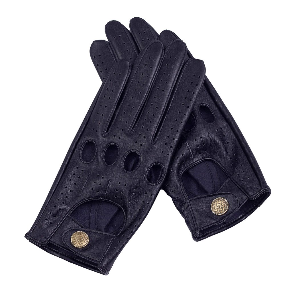 Riparo Men's Vegan Leather Full-Finger Driving Touchscreen Gloves (Large, Black)