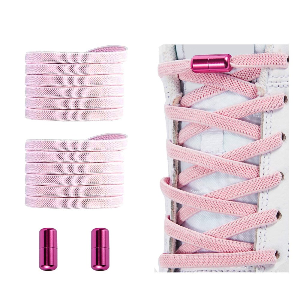Alegrianan No Tie Shoelaces, Elastic Shoelaces for Adults/KidsElastic No Tie Shoe Laces Pink