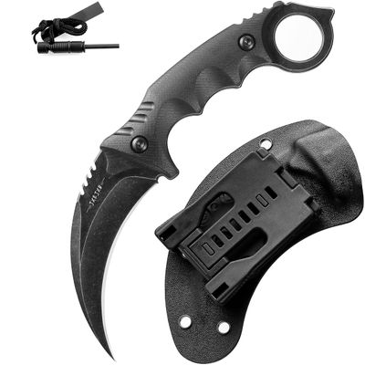 JXE JXO Claw Knife with Sheath, Durable 420HC Steel Fixed Blade Outdoor Duty Knife, Karambit Knife with Ergonomics G10 Anti-skidding Handle