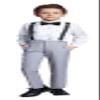 SaiLiiny Kids Formal Tuxedo Suits for Boys 4 Pieces Wedding Outfit with Suspender for Boy Light Gray Dress Pants Set Size 7 view 1