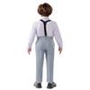 SaiLiiny Kids Formal Tuxedo Suits for Boys 4 Pieces Wedding Outfit with Suspender for Boy Light Gray Dress Pants Set Size 7 view 3