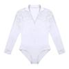 LiiYii Men's Ballroom Dance Leotard Long Sleeve Rhinestones Shirts Tops Latin Tango Rumba Jumpsuit White Medium view 3
