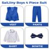 SaiLiiny Boys Suits 4 Pieces Blue Suits Slim Fit Outfits Vest Sets Formal Dresswear for Boy Suit Size 5 view 3