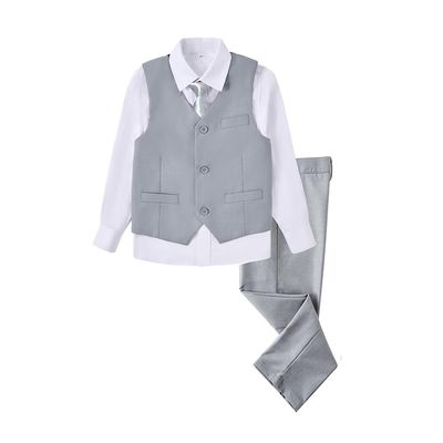 SaiLiiny Kids Suits for Boys Wedding Dresswear Toddler Suit Vest and Pants Sets for Boy Size 5 Gray