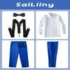 SaiLiiny Boys Royal Blue 4 Pieces Suit with Suspender Kids Formal Wedding Tuxedo Suits for Toddler Boys Size 4 view 2