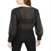 bar III Womens Ruffled Long Sleeve Top Black S view 2