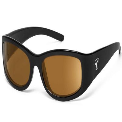 7eye by Panoptx Kristin | Wind Blocking Sunglasses - Glossy Black, Copper Lenses