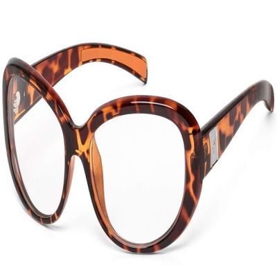 7eye by Panoptx Lindsay | Wind Blocking Sunglasses - Light Tortoise, Clear Lenses