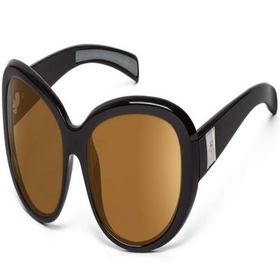 7eye by Panoptx Lindsay | Wind Blocking Sunglasses - Glossy Black, Polarized Copper Lenses