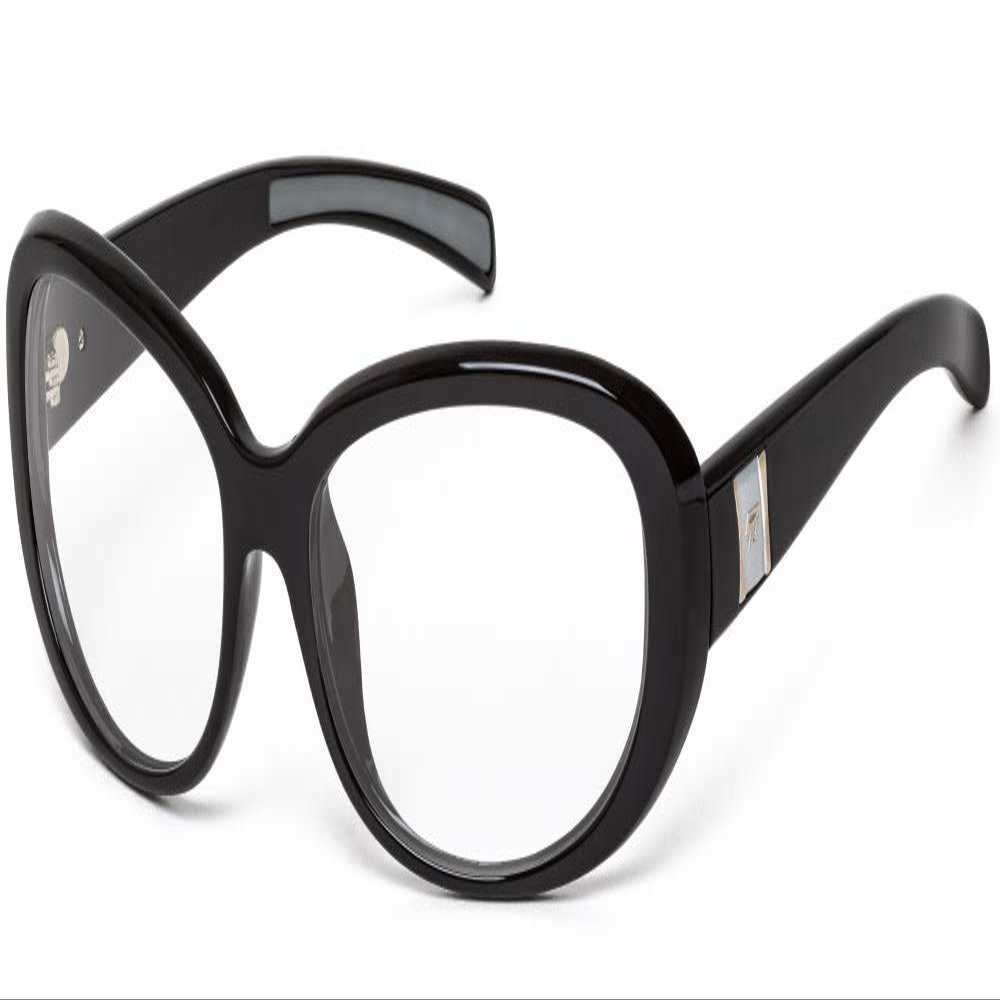 7eye by Panoptx Lindsay | Wind Blocking Sunglasses - Glossy Black, Clear Lenses