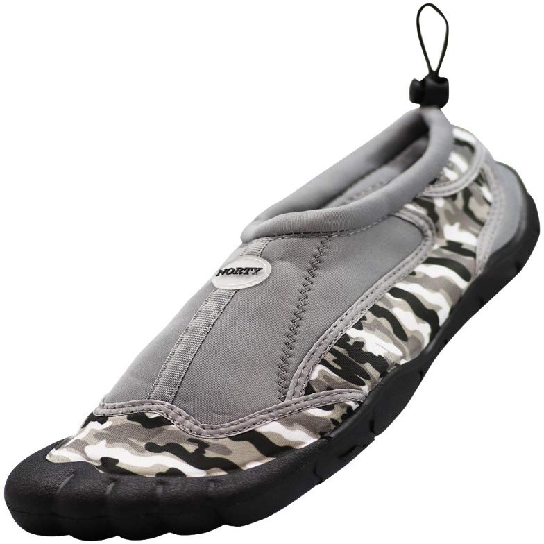 NORTY Men's Water Shoes - Aqua Swim Socks for Beach, Boat, and Pool - Skeletoe Barefoot Design - Cruise Ship Essentials - Hiking and Camping Footwear - Grey Camo,Size 8