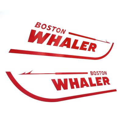 Imagnt Studio Set of 2 Boston Whaler Decals for Boat Hull, Marine Grade Restoration Sticker kit (Red, 18 inches)