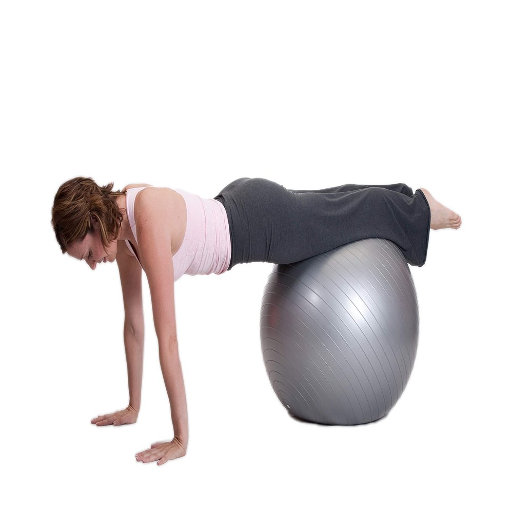 Exercise Ball (55-85cm) Duraform Yoga Ball, Burst Resistant Stability, Balance, and Pilate Supports 600lbs, with Hand Pump. (Grey, 55CM)