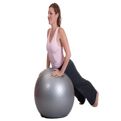 Exercise Ball (55-85cm) Duraform Yoga Ball, Burst Resistant Stability, Balance, and Pilate Supports 600lbs, with Hand Pump. (Grey, 75CM)