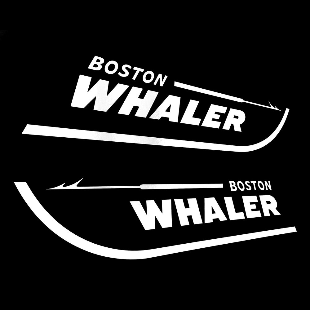 Imagnt Studio Set of 2 Boston Whaler Decals for Boat Hull, Marine Grade Restoration Sticker kit (White, 18 inches)