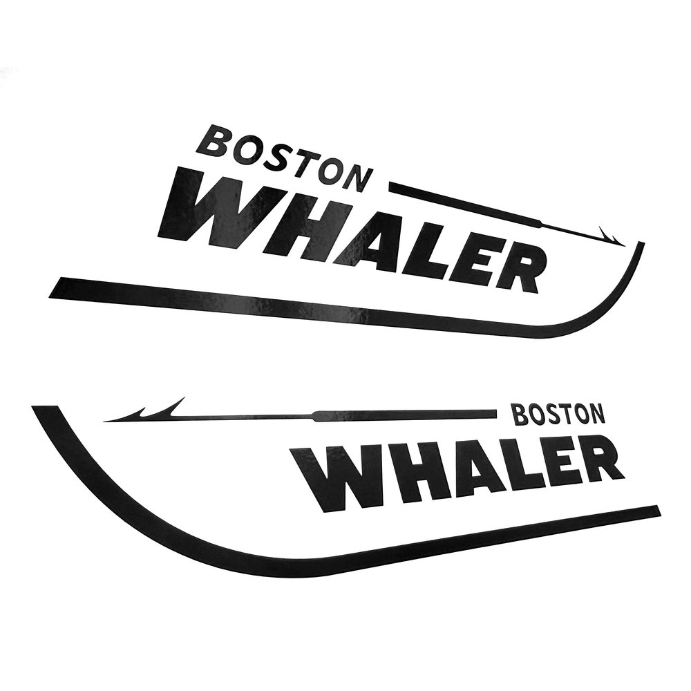 Imagnt Studio Set of 2 Boston Whaler Decals for Boat Hull, Marine Grade Restoration Sticker kit (Black, 18 inches)