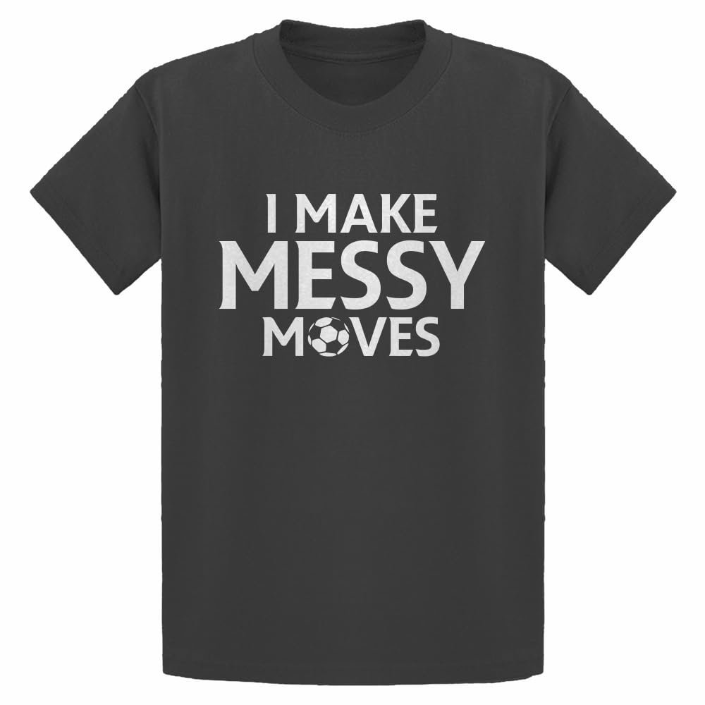 I Make Messy Moves Large Charcoal Grey Youth T-Shirt
