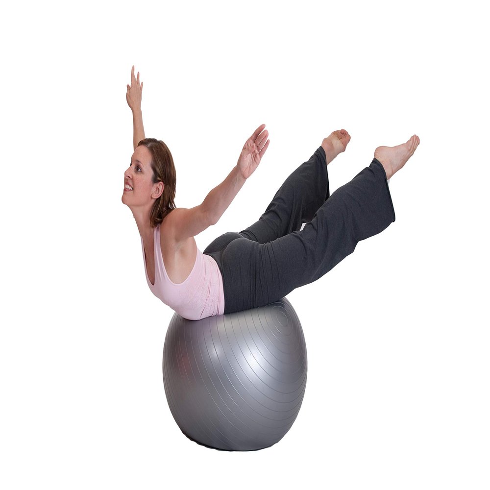 Exercise Ball (55-85cm) Duraform Yoga Ball, Burst Resistant Stability, Balance, and Pilate Supports 600lbs, with Hand Pump. (Grey, 65CM)