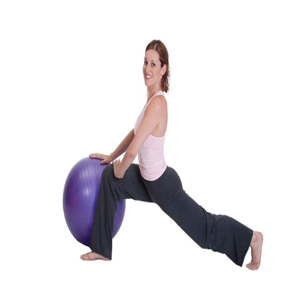 Exercise Ball (55-85cm) Duraform Yoga Ball, Burst Resistant Stability, Balance, and Pilate Supports 600lbs, with Hand Pump. (Purple, 65CM)
