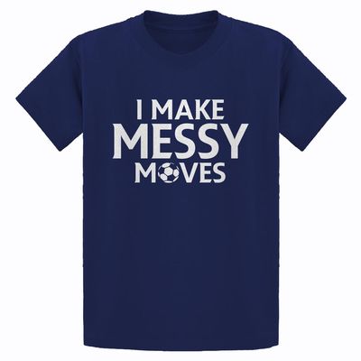 I Make Messy Moves Large Navy Blue Youth T-Shirt