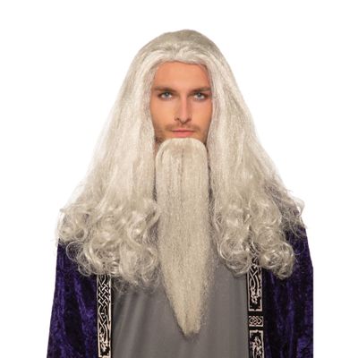 Rubies Men's Forum Wise Wizard Costume Wig and Beard, White, One Size