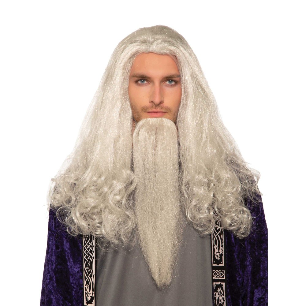 Rubies Men's Forum Wise Wizard Costume Wig and Beard, White, One Size