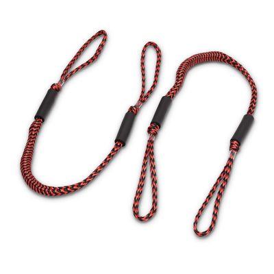 Bungee Dock Line 2-Pack - 4ft, Adjustable No-Jerk Boat & Kayak Ties, Premium Mooring Ropes, Essential Boat Accessories, Ideal Kayak Accessories, Includes Free Docking E-Book by Domabri (Black/Red)
