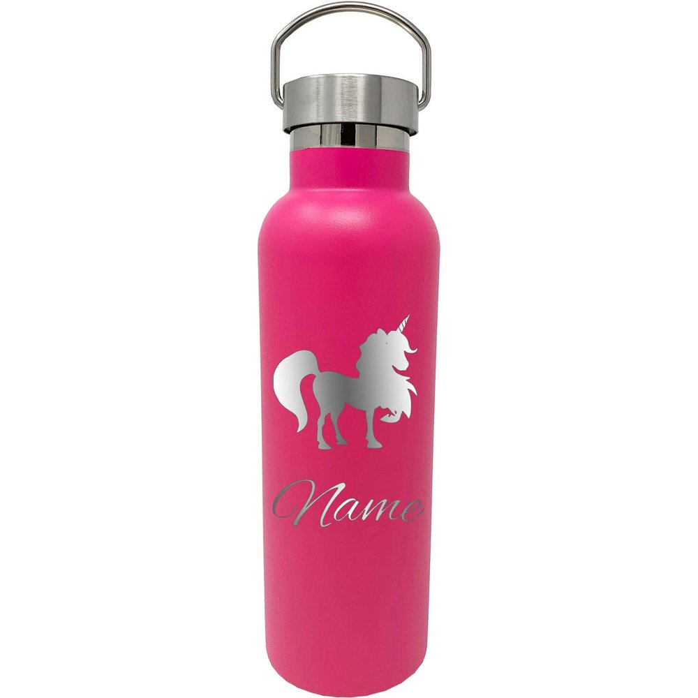 Personalized Custom Unicorn Stainless Steel Insulated 25-Ounce Kids Summer Sport Water Bottle, (Pink)